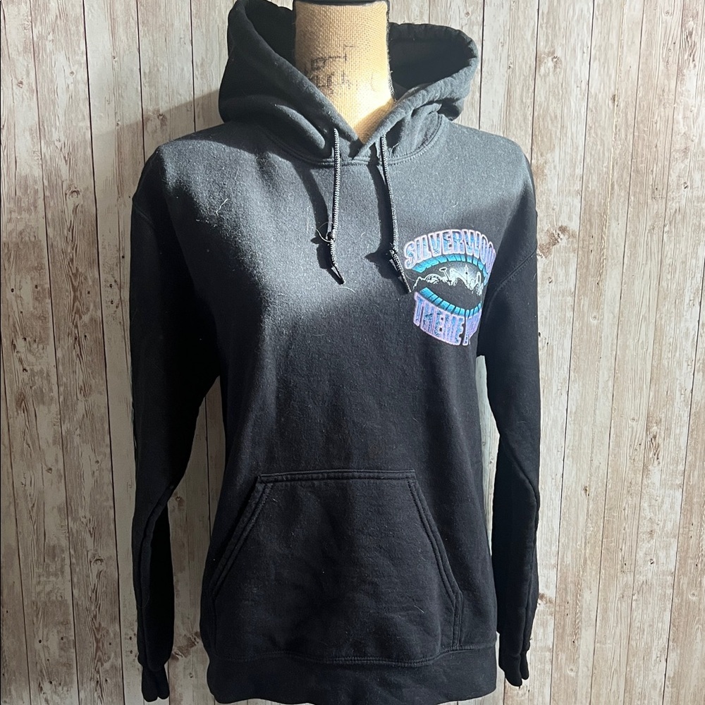 🌖 Silverwood Black Hoodie with Graphic Print
